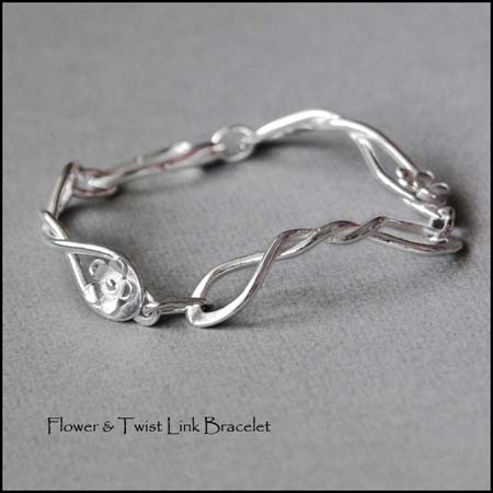 B - Flower & Twisted Link Bracelet