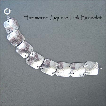 B - Hammered Square Link Bracelet