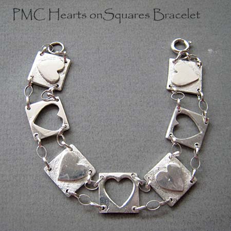 B - PMC Hearts on Squares bracelet