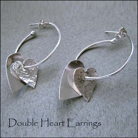 E - Double Heart Hoop Earrings