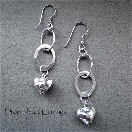 E - Drop Heart Earrings