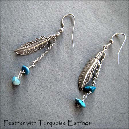 E - Feather & Turquoise Earrings