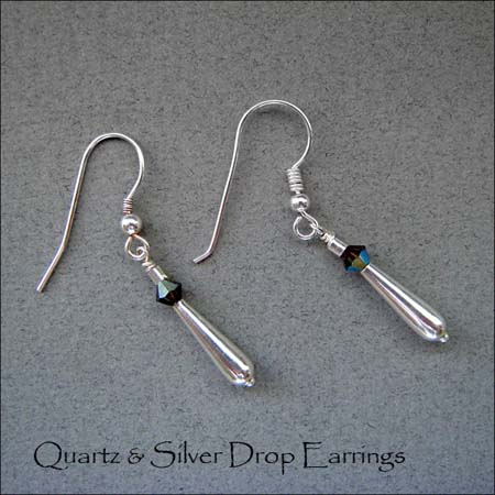 E - Quartz & Silver Drop Earrings