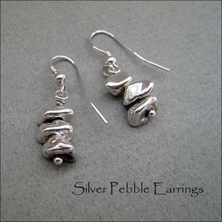 E - Silver Pebble Earrings