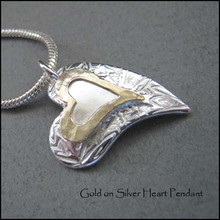 N - Gold on Silver Heart Pendant