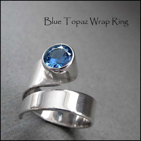 R - Blue Topaz wrap ring