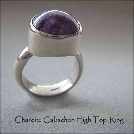 R - Charoite Cabachon High Top Ring