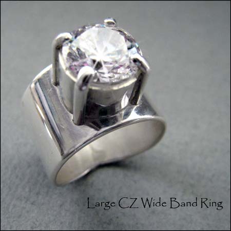 R - Large CZ Wide Band Ring