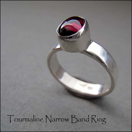 R - Tourmaline Narrow Band Ring