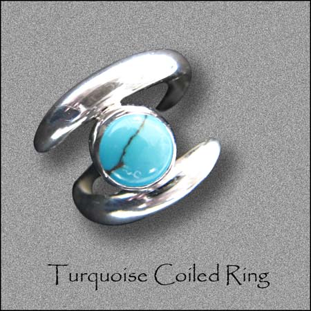 R - Turquoise Coiled Ring