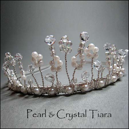 T - Pearl & Crystal Flower Tiara